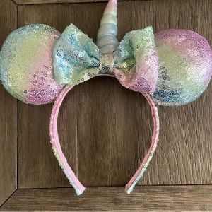 Disney Minnie Mouse Sequin Ears Unicorn Headband with Bow